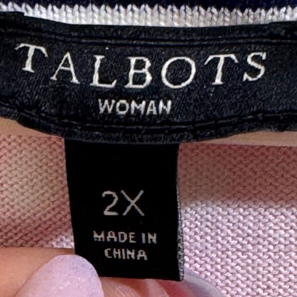 Talbots Woman Pink Polka Dot Sweater‎ Knit Vest 2X Preppy Academia Church Office - Picture 4 of 7